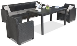 Komplet mebli technorattanowych Nebraska Apetito Max 6 antracytowy Bica