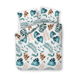 Darymex Pościel satynowa 160x200 1509/1 Liście biała monstery palmy zielone beżowe Satynlove 4