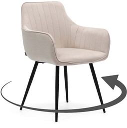 Krzesło obrotowe do jadalni DC-0084-2 Welur beżowy #5 Czarne nogi