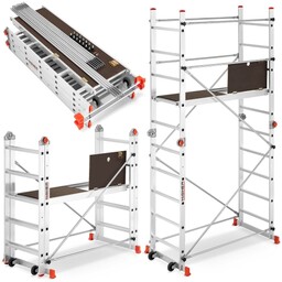 Rusztowanie aluminiowe przegubowe jezdne HIGHER Acro-Twin wysokość robocza 3,90m