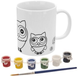 Kubek do malowania z farbkami porcelanowy sowa 330 ml