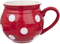 Kubek ceramiczny czerwony w grochy 950 ml