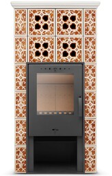 Piec kominek kaflowy wolnostojący koza JASMIN GRANDE II 10 kW kolor miodowy
