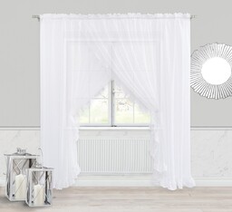 Spod Igły I Nitki Firana 400x150 Bright biała gotowa na taśmie S23