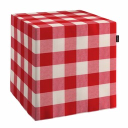 Pokrowiec na pufę kostkę, czerwono-biała krata (5,5x5,5cm), kostka 40 x 40 x 40 cm, Christmas