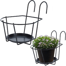 Uchwyt balkonowy na doniczkę metalowy czarny