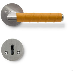 Klamka do drzwi Kastrup 04 Srebrna ze skórzanym Standard skandynawski