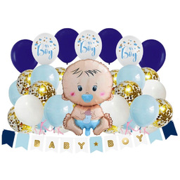 Zestaw balonów Witaj w Domu Powitanie Chłopca syna Roczek Chrzest niebieski