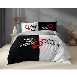 Detexpol Pościel bawełniana 220x200 mąż na medal / żona idealna 5121 A - Holland