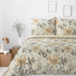 Pościel bawełniana w beżowe kwiaty PTF-123