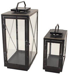 Latarnia metalowa ogrodowa lampion komplet czarny 2szt 47/32cm 168224