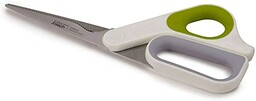 Joseph Joseph PowerGrip - wielofunkcyjne nożyczki kuchenne Durable z uchwytem na kciuk, ostrza ze stali nierdzewnej, ząbkowana krawędź, do mięsa, drobiu, pizzy, ziół - biały/zielony