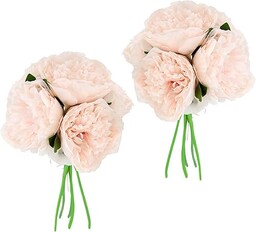 Flair Flower Sztuczny bukiet róż, sztuczne róże, bukiet jedwabnych kwiatów, bukiet kwiatów, bukiet kwiatów, róże chłopskie, petonie, zestaw 2 szt., jasnoróżowy