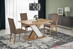 Stół XARELTO Halmar Dąb lancelot + biały, 85x130-175