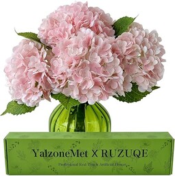 YalzoneMet Sztuczne kwiaty hortensji różowe 3 szt. naturalny realistyczny lateks dotyk sztuczny kwiat 53 cm długi pręt hortensja na imprezę do domu na zewnątrz prezenty ślubne Boże Narodzenie