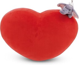 NICI poduszka Słoń LOVE w kształcie serca 42x27cm z przytulanką słonikiem 12cm czerwony - Puszysta poduszeczka dla chłopców, dziewczynek i niemowląt - Idealna do domu, przedszkola lub podróży - 61491