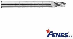 FENES Frez trzpieniowy do obróbki metali lekkich 10 mm 2-ostrzowy krótki z czołem kulistym chwyt walcowy DIN6527-KWR VHM 0641-512-900-855