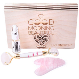 Lash Brow - Zestaw prezentowy do pielęgnacji twarzy w drewnianej szkatułce - Różowy
