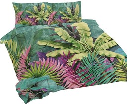 Matex Pościel bawełniana 220x200 Liście zielona kolorowa Universal