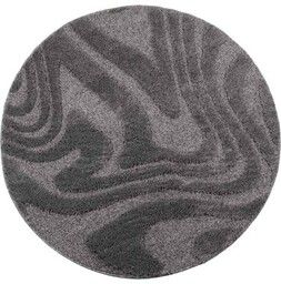 Dywan okrągły shaggy 3d Pisa fala c.szary