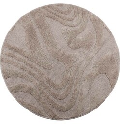 Dywan okrągły shaggy 3d Pisa fala beż