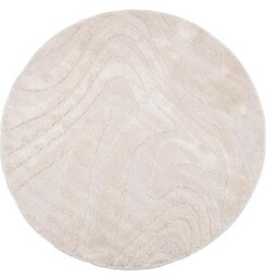 Dywan okrągły shaggy 3d Pisa fala ivory
