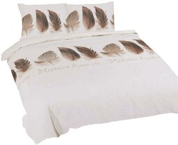 Matex Pościel bawełniana 220x200 Pióra beżowa brązowa Universal