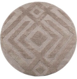Dywan okrągły shaggy geometria 3d Pisa romby beż