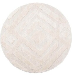 Dywan okrągły shaggy geometria 3d Pisa romby ivory