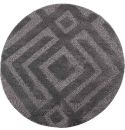 Dywan okrągły shaggy geometria 3d Pisa romby c.szary