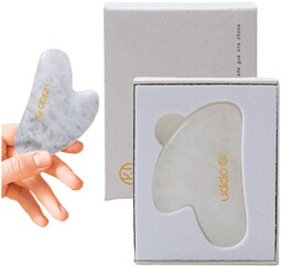 Kamień Gua Sha masaż twarzy redukujący opuchliznę i cienie pod oczami UDDO