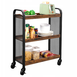 Wózek Regał na Kółkach do Serwowania Loft Brązowa 3 Poziomy 85x66x26 cm