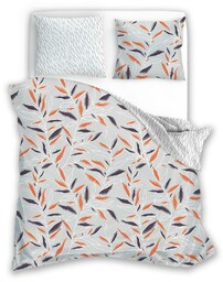 Faro Pościel z mikrofibry 160x200 Harmony 15 liście szara pomarańczowa
