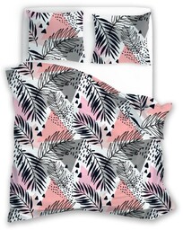 Faro Pościel z mikrofibry 220x200 Harmony 12 liście geometria szara różowa pudrowa