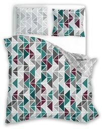 Faro Pościel z mikrofibry 220x200 Harmony 18 geometria miętowa szara bordowa