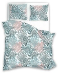 Faro Pościel z mikrofibry 220x200 Harmony 3 liście błękitna różowa