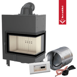 Inteligentny kominek powietrzny stalowy KRATKI MBM prawy BS 10 kW Ø 200