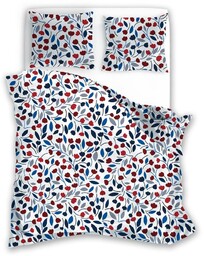 Faro Pościel z mikrofibry 220x200 Harmony 6 kwiaty liście biała granatowa czerwona