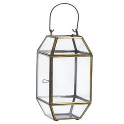 Madam Stoltz - Lampion szklany postarzany mosiądz 28 cm