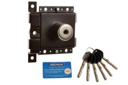 Zamek nawierzchniowy Gerda TYTAN ZK dwubębenkowy, brązowy, 6 kluczy rurkowych, atest klasa C, lewy