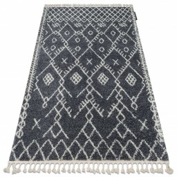 Dywan BERBER TANGER B5940 szary / biały Frędzle berberyjski marokański shaggy 120x170 cm