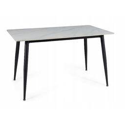 Stół ceramiczny do jadalni salonu 130x70 efekt marmuru Rion biały