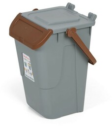 Plastikowy kosz do segregacji odpadów ECOLOGY II, 35 l, szaro-brązowy