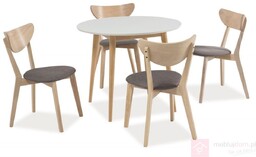 Stół LARSON Signal ø90, Dąb bielony + biały