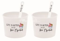 KUBECZKI PORCELANOWE DO LODÓW z ŁYŻECZKAMI - KITCHEN ELEMENTS (1914 KITE) - KOMPLET 2 Szt.