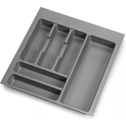 Organizer do szuflad kuchennych na sztućce i przybory kuchenne, regulowany, szary, tworzywo sztuczne, 48 x 34 cm, taca na sztućce, pasuje do szuflad 40 cm
