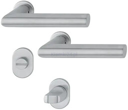 Amsterdam - Komplet klamek WC ze stali nierdzewnej na płaskiej rozecie Compact