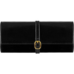 Time Resistance Skórzana rolka biżuterii - czarna skóra licowa podróżna torba na biżuterię - organizer na biżuterię wyprodukowany we Włoszech