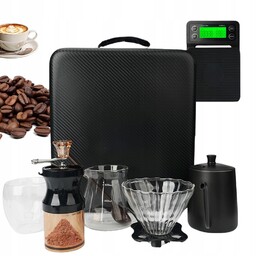 Zestaw Do Parzenia Kawy Z Młynkiem I Filiżanką Szklaną