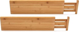 Lipper International 8897 drewno bambusowe dopasowane regulowane głębokie przegródki kuchenne, zestaw 2 szt